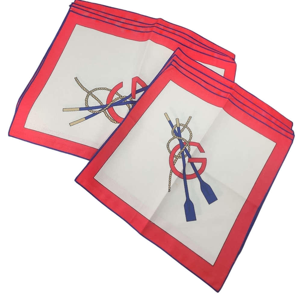 Vintage 1970 Gucci Linen Nautical Set Of 8-  4 Placemats And 4 Napkins